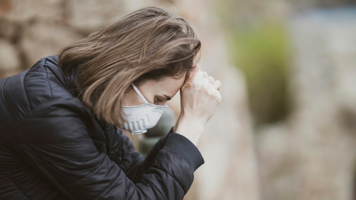 Woman wearing face mask during coronavirus outbreak